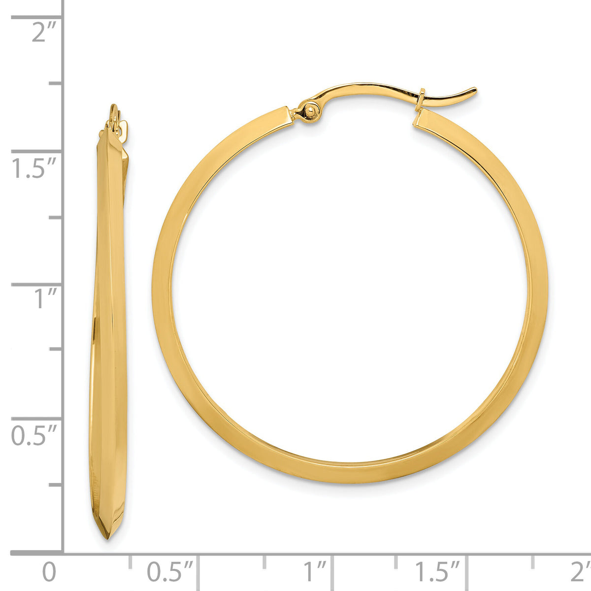 14K Polished Hoop Earrings-TF1632