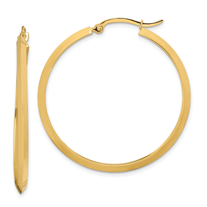 14K Polished Hoop Earrings-TF1632