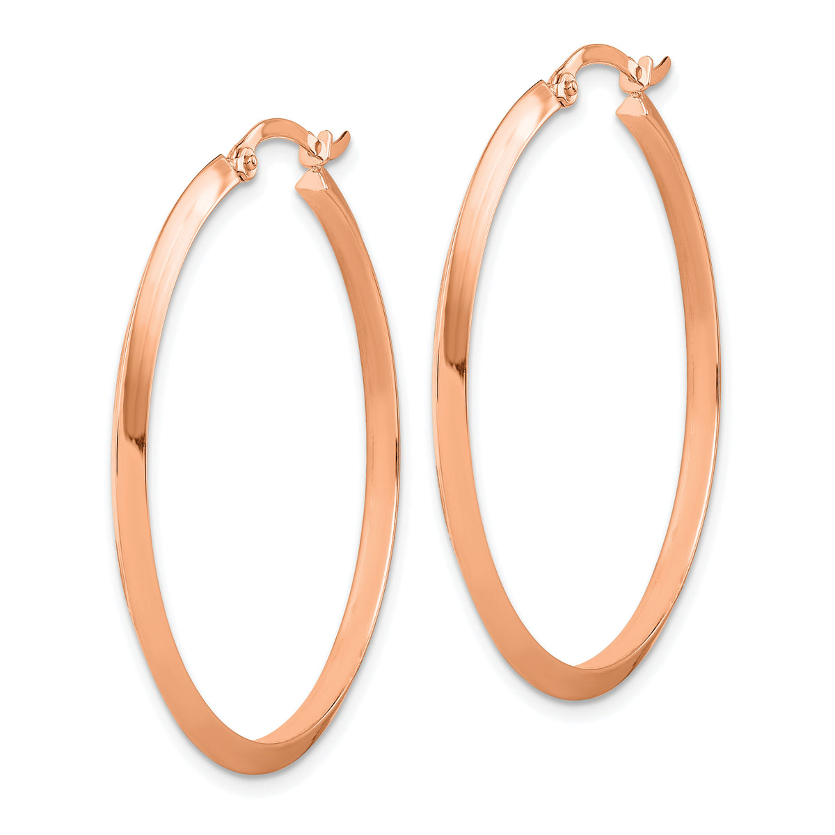 14K Rose Gold Polished Hoop Earrings-TF1632R