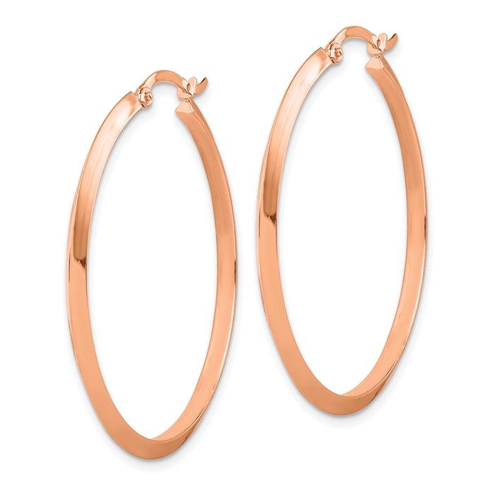 14K Rose Gold Polished Hoop Earrings-TF1632R