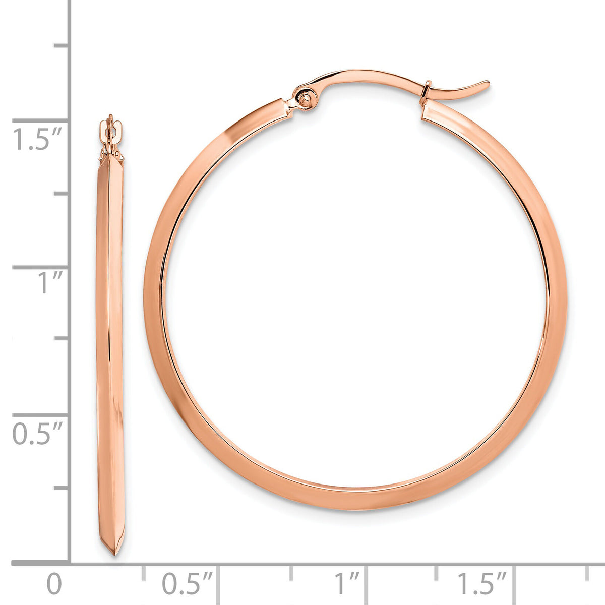 14K Rose Gold Polished Hoop Earrings-TF1632R