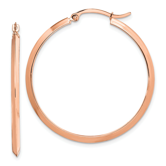 14K Rose Gold Polished Hoop Earrings-TF1632R