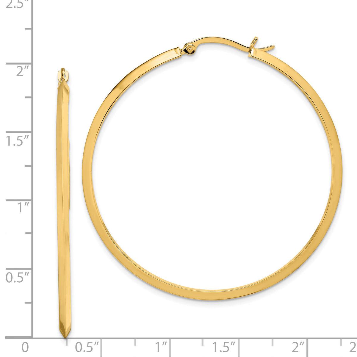 14K Polished Hoop Earrings-TF1633