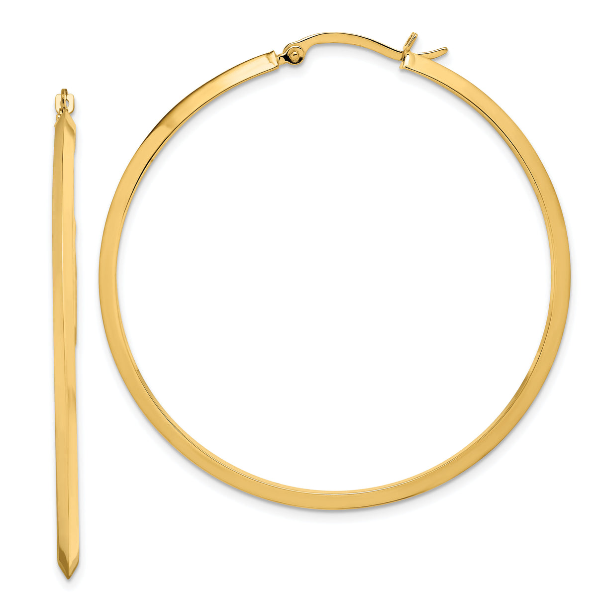 14K Polished Hoop Earrings-TF1633