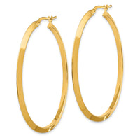 14K Large 3mm Knife Edge Oval Hoop Earrings-TF1638