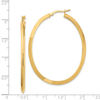14K Large 3mm Knife Edge Oval Hoop Earrings-TF1638