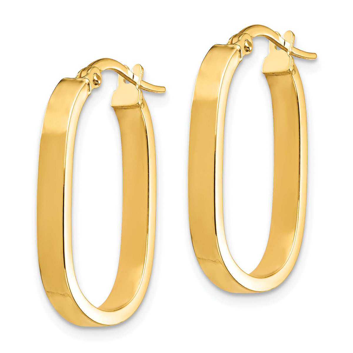14K 3x2mm Oval Hoop Earrings-TF1664