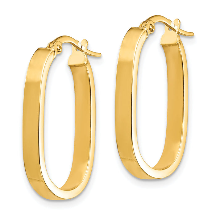 14K 3x2mm Oval Hoop Earrings-TF1664