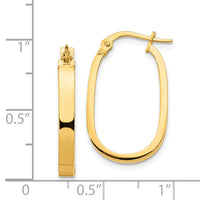 14K 3x2mm Oval Hoop Earrings-TF1664