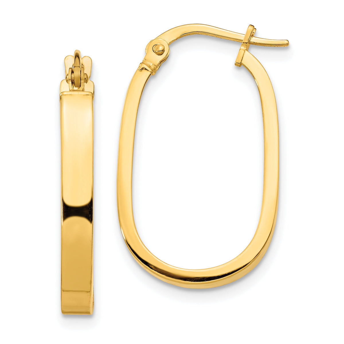 14K 3x2mm Oval Hoop Earrings-TF1664