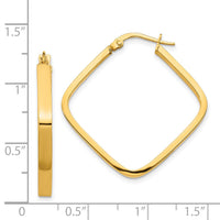 14K 2x2mm Square Hoop Earrings-TF1671
