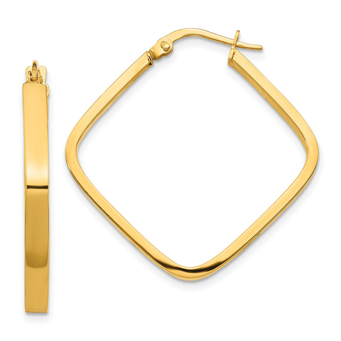 14K 2x2mm Square Hoop Earrings-TF1671