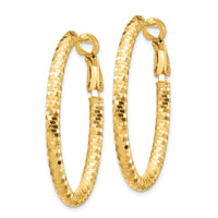 14K 3x37mm Diamond-cut Oval Omega Back Hoop Earrings-TF1707