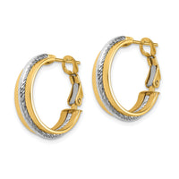14K Two-tone Polished Diamond-Cut Hoop Earrings-TF1717