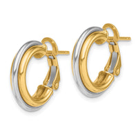 14K Two-tone 17mm Polished Omega Back Hoop Earrings-TF1720