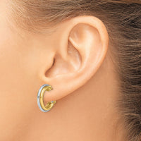 14K Two-tone 17mm Polished Omega Back Hoop Earrings-TF1720