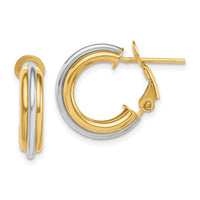 14K Two-tone 17mm Polished Omega Back Hoop Earrings-TF1720