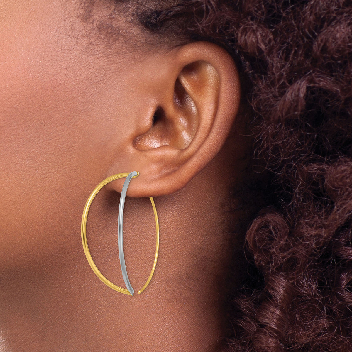 14K w/Rhodium Large Dangle Threader Earrings-TF1728