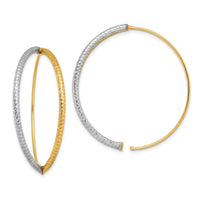 14K w/Rhodium Large Diamond-Cut Dangle Threader Earrings-TF1729
