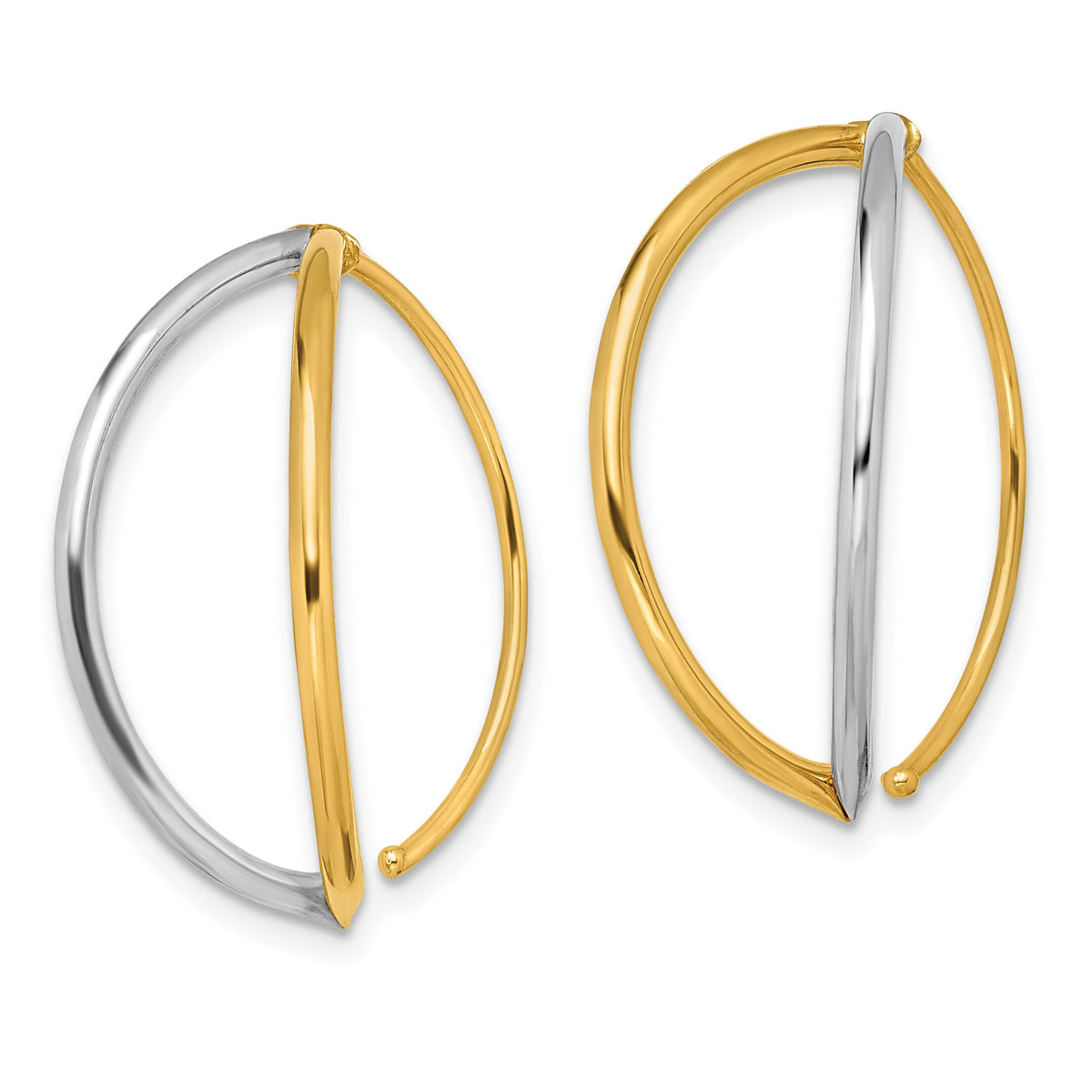14K w/Rhodium Dangle Threader Earrings-TF1733