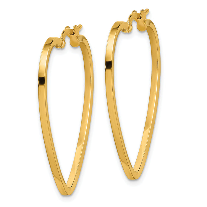 14K Polished Heart Hoop Earrings-TF1744