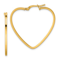 14K Polished Heart Hoop Earrings-TF1744