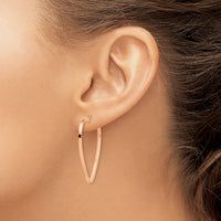 14K Rose Gold Polished Heart Hoop Earrings-TF1744R