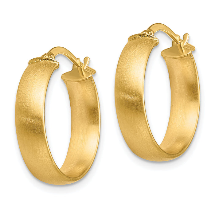 14K Small 5mm Satin Hoop Earrings-TF1747