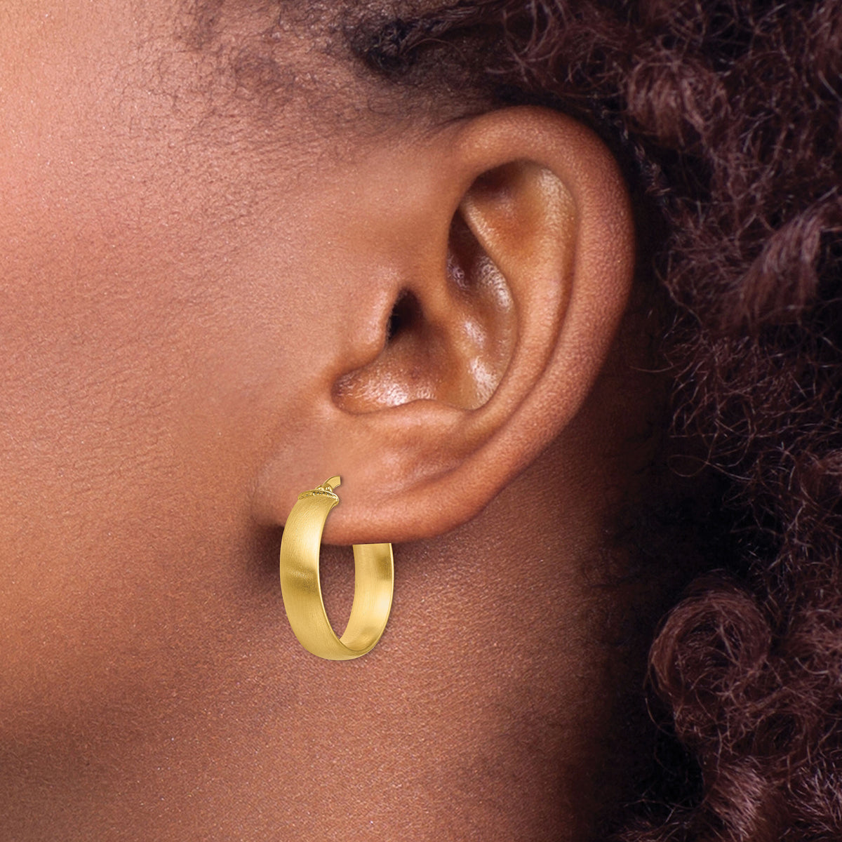 14K Small 5mm Satin Hoop Earrings-TF1747