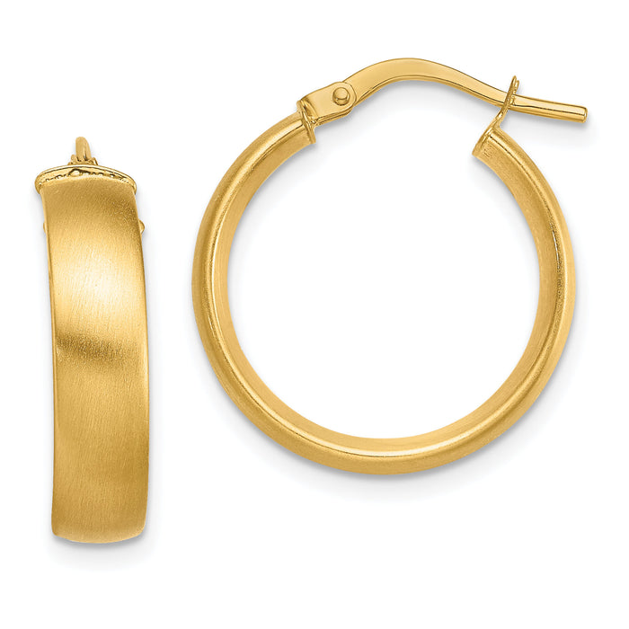 14K Small 5mm Satin Hoop Earrings-TF1747