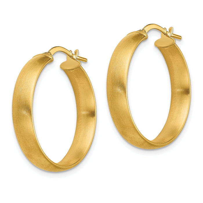 14K Medium x5mm Satin Hoop Earrings-TF1749