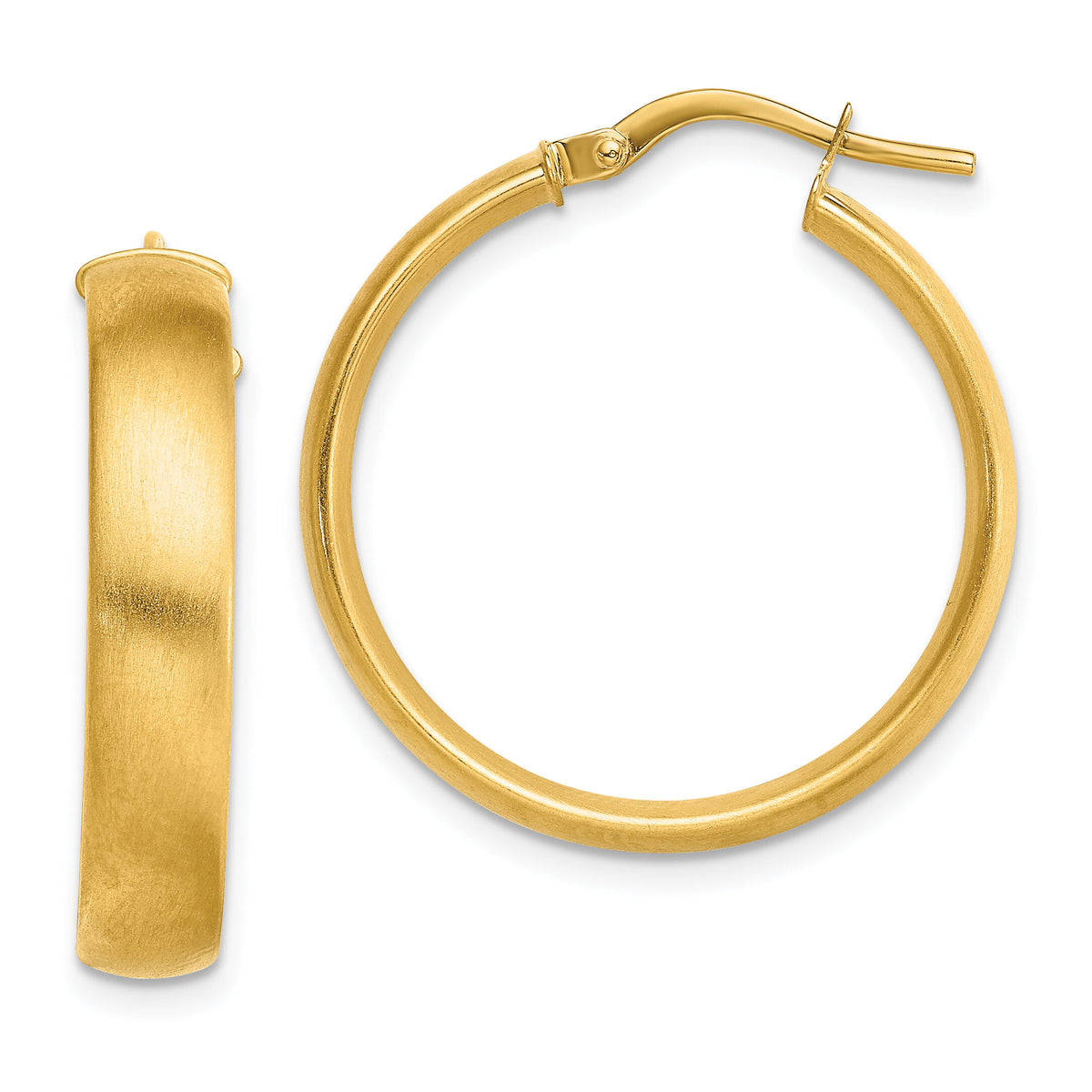 14K Medium x5mm Satin Hoop Earrings-TF1749