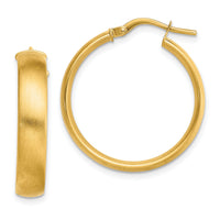 14K Medium x5mm Satin Hoop Earrings-TF1749