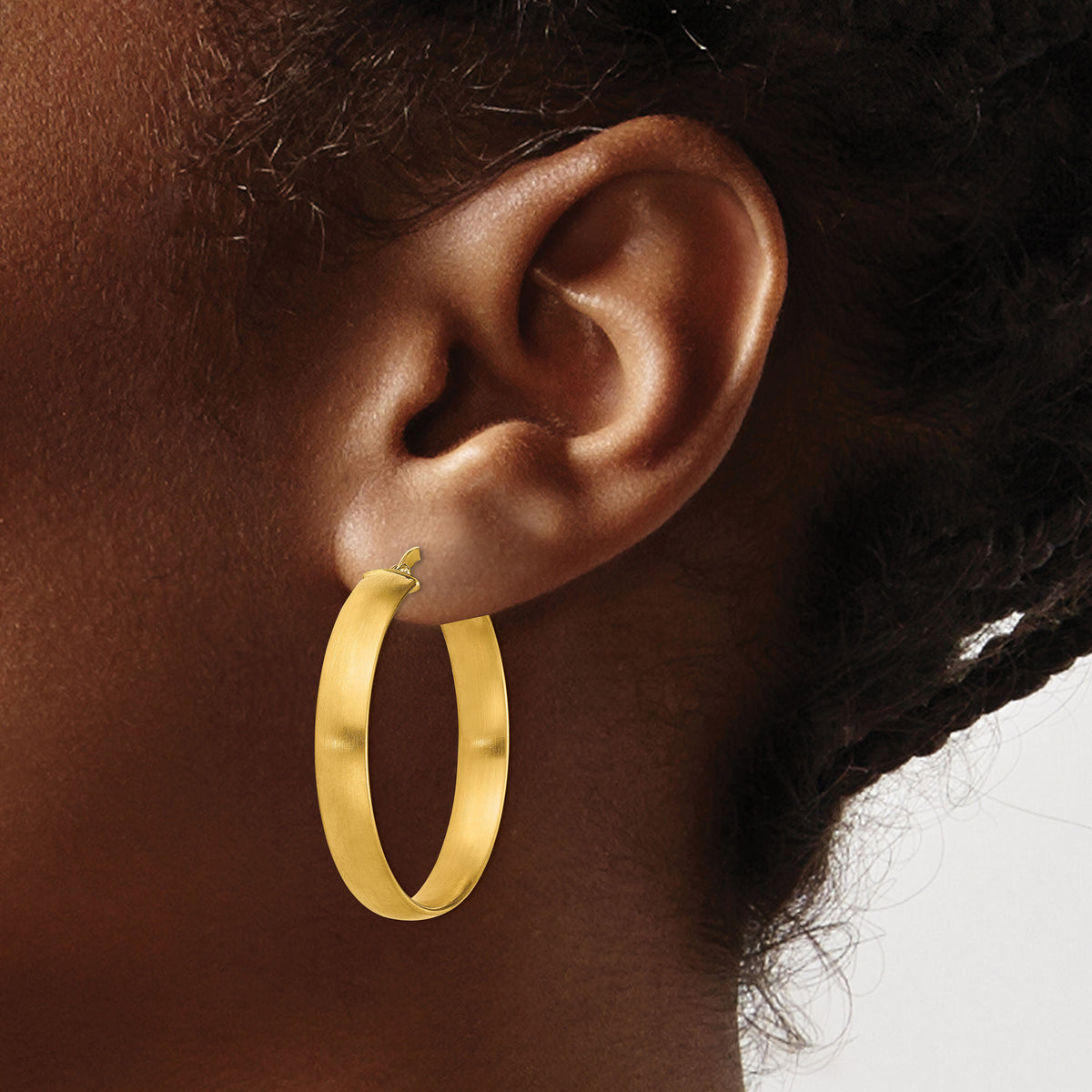 14K Large 5mm Satin Hoop Earrings-TF1751