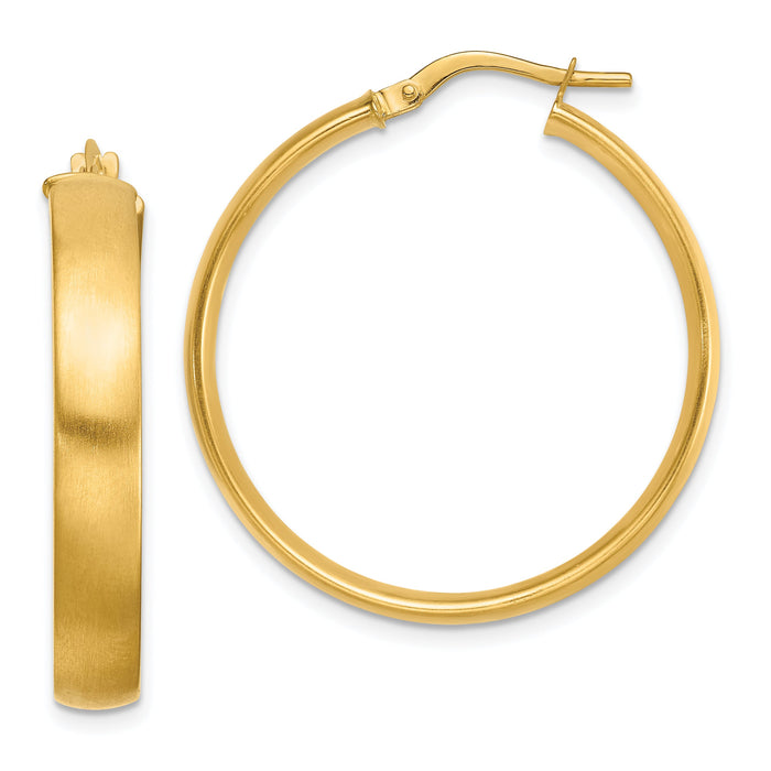 14K Large 5mm Satin Hoop Earrings-TF1751