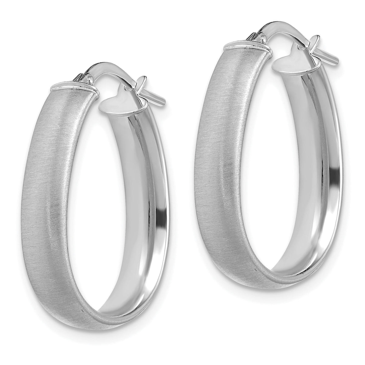 14K White Gold 4.85x18.5mm Satin Teardrop Hoop Earrings-TF1755W