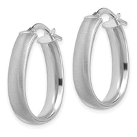 14K White Gold 4.85x18.5mm Satin Teardrop Hoop Earrings-TF1755W