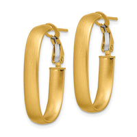 14K Satin Oval Omega Back Hoop Earrings-TF1760