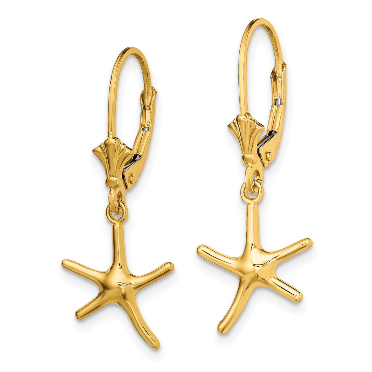 14K Mini Dancing Starfish Leverback Earrings-TF1769