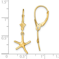 14K Mini Dancing Starfish Leverback Earrings-TF1769