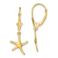 14K Mini Dancing Starfish Leverback Earrings-TF1769