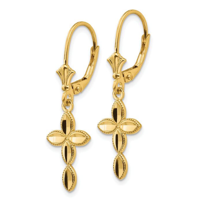 14k D/C Cross Leverback Earrings-TF1770
