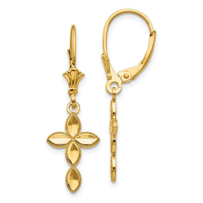 14k D/C Cross Leverback Earrings-TF1770