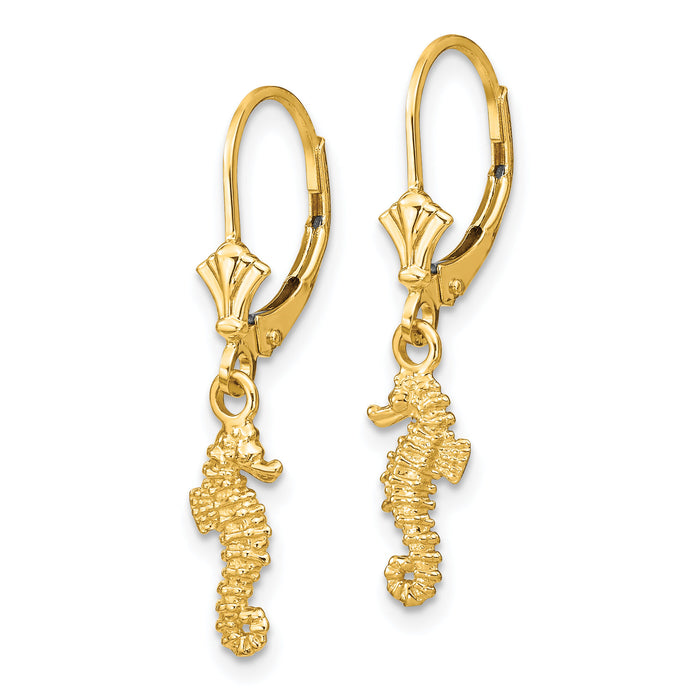 14k Seahorse Leverback Earrings-TF1771