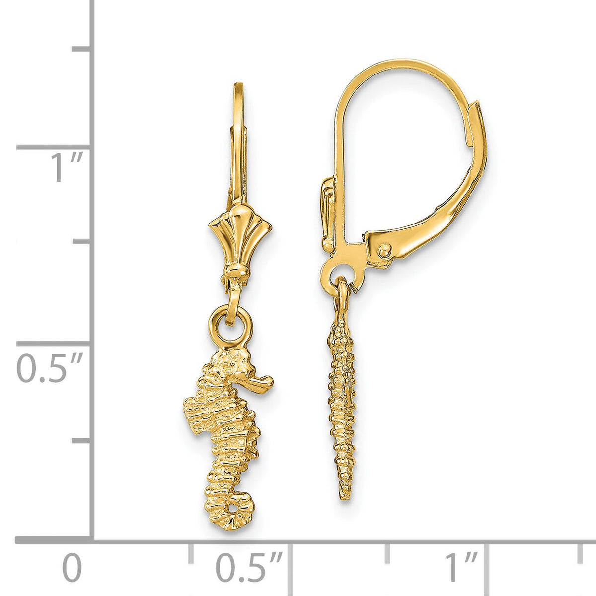 14k Seahorse Leverback Earrings-TF1771