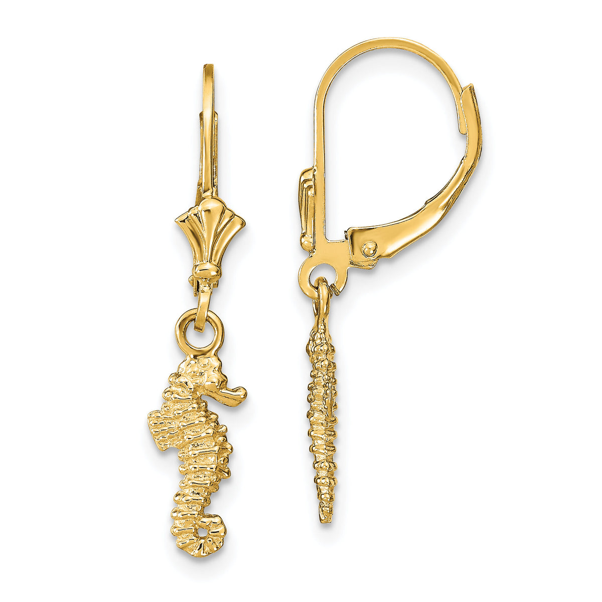 14k Seahorse Leverback Earrings-TF1771