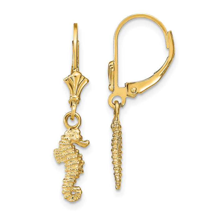 14k Seahorse Leverback Earrings-TF1771