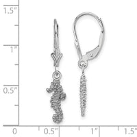 14K White Gold 3-D Seahorse Leverback Earrings-TF1771W