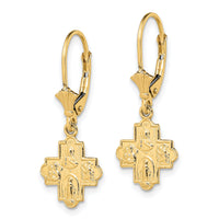 14K Small 4-Way Medal Cross Leverback Earrings-TF1772