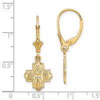 14K Small 4-Way Medal Cross Leverback Earrings-TF1772